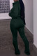 Ink Green Fashion Casual Print Patchwork Turndown Collar Long Sleeve Two Pieces