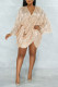 Apricot Sexy Solid Patchwork Sequins V Neck Irregular Dress Dresses