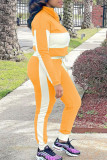 Pink Fashion Casual Patchwork Basic Zipper Collar Long Sleeve Two Pieces