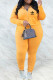 Yellow Fashion Casual Print Patchwork Hooded Collar Long Sleeve Two Pieces
