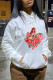 White Red Fashion Casual Print Basic Hooded Collar Tops