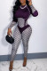 Purple Fashion Street Print Patchwork O Neck Jumpsuits