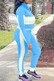 Pink Fashion Casual Patchwork Basic Zipper Collar Long Sleeve Two Pieces