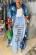 Blue Fashion Casual Print Cardigan Outerwear