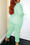 Green Sexy Casual Solid Hollowed Out O Neck Long Sleeve Two Pieces