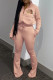 Apricot Fashion Casual Print Patchwork Turndown Collar Long Sleeve Two Pieces