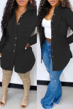 Beige Fashion Casual Solid Basic Turndown Collar Long Sleeve Dresses