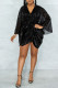Black Sexy Solid Patchwork Sequins V Neck Irregular Dress Dresses