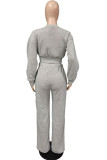 Pink Casual Solid Patchwork Zipper Long Sleeve Two Pieces