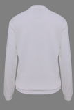 White Casual Street Print Patchwork O Neck Tops