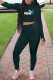 Ink Green Fashion Sportswear Print Letter O Neck Long Sleeve Two Pieces