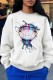 White Fashion Street Print Patchwork O Neck Tops