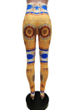 Golden Yellow Fashion Casual Basic Skinny High Waist Pencil Trousers