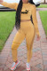 Yellow Fashion Sportswear Print Letter O Neck Long Sleeve Two Pieces