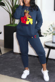 Pink Casual Print Patchwork O Neck Long Sleeve Two Pieces