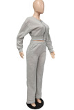 Pink Casual Solid Patchwork Zipper Long Sleeve Two Pieces