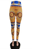 Golden Yellow Fashion Casual Basic Skinny High Waist Pencil Trousers
