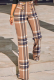 Brown Casual Plaid Patchwork Boot Cut High Waist Speaker Full Print Bottoms