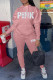 Pink Fashion Casual Letter Print Basic Hooded Collar Long Sleeve Two Pieces