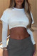 White Fashion Casual Solid Patchwork O Neck Tops