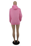 Pink Fashion Casual Print Basic Hooded Collar Tops