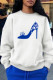 White Casual Street Print Patchwork O Neck Tops