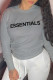 Grey Fashion Casual Print Patchwork Letter O Neck Tops