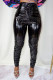 Black Sexy Solid Patchwork Skinny High Waist Pencil Solid Color Bottoms