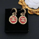 Red Fashion Vintage Letter Patchwork Earrings