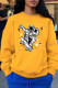 Yellow Casual Print Patchwork O Neck Tops