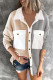 Grey Casual Solid Patchwork Pocket Buckle Turndown Collar Tops