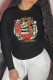 Black Fashion Street Character Patchwork O Neck Tops