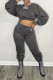 Black Fashion Casual Solid Basic O Neck Long Sleeve Two Pieces