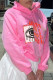Pink Fashion Casual Print Basic Hooded Collar Tops