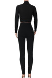Pink Casual Sportswear Print Patchwork Half A Turtleneck Long Sleeve Two Pieces