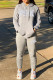 Grey Fashion Casual Letter Print Basic Hooded Collar Long Sleeve Two Pieces