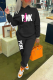 Black Casual Print Patchwork Hooded Collar Long Sleeve Two Pieces