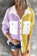 Yellow Casual Solid Patchwork Pocket Buckle Turndown Collar Tops