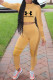 Yellow Fashion Sportswear Solid Letter O Neck Long Sleeve Two Pieces