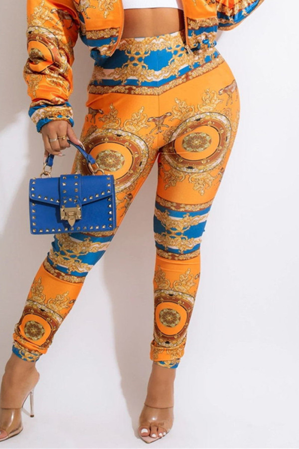 Golden Yellow Fashion Casual Basic Skinny High Waist Pencil Trousers