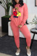 Pink Casual Print Patchwork O Neck Long Sleeve Two Pieces