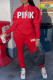 Red Fashion Casual Letter Print Basic Hooded Collar Long Sleeve Two Pieces