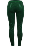 Green Fashion Casual Patchwork Sequins Regular High Waist Pencil Trousers
