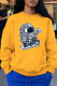 Yellow Casual Cute Print Patchwork O Neck Tops