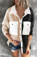 Black Casual Solid Patchwork Pocket Buckle Turndown Collar Tops