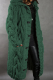 Green Casual Solid Buttons Hooded Collar Tops