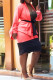 Red Fashion Casual Patchwork With Belt Long Sleeve Two Pieces