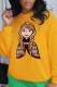 Yellow Fashion Cute Character Patchwork O Neck Tops