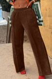 Pink Casual Solid Patchwork Straight High Waist Straight Solid Color Bottoms
