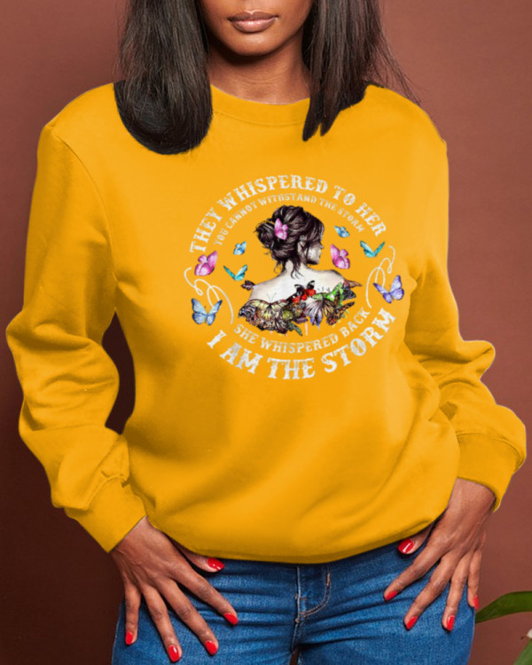 Yellow Fashion Casual Print Patchwork Letter O Neck Tops